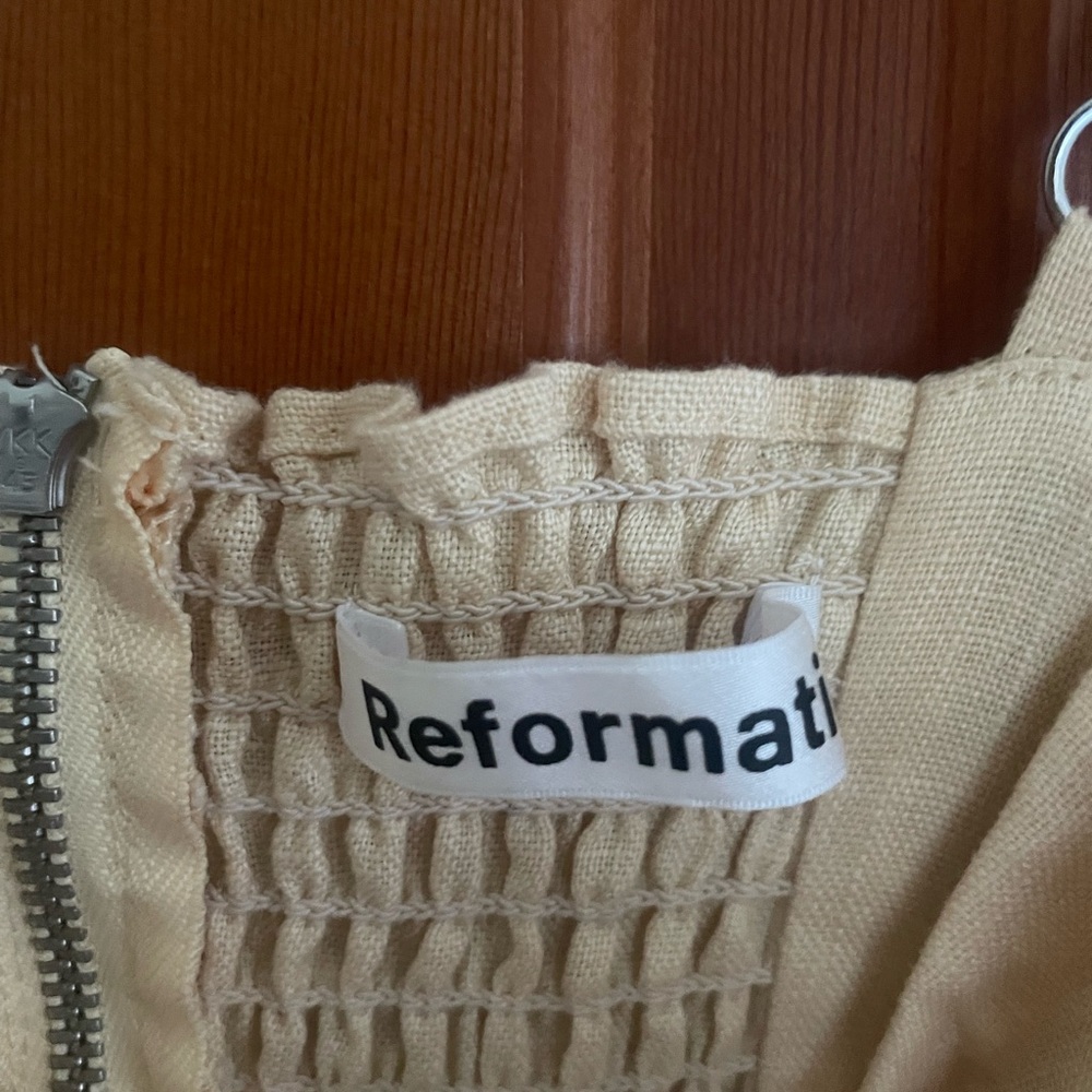 Reformation Cale Linen Midi Dress in Parmesan Size 2 - Picture 5 of 6